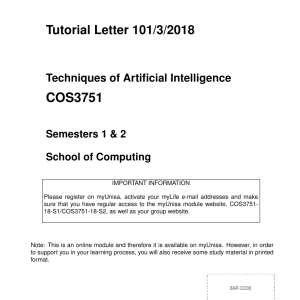 COS3751 Tutorial Letter 101 2018