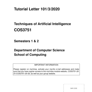 COS3751 Tutorial Letter 101 2020