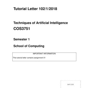 COS3751 Assignment 01 2018