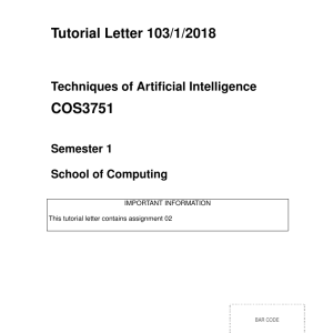 COS3751 Assignment 1 2018