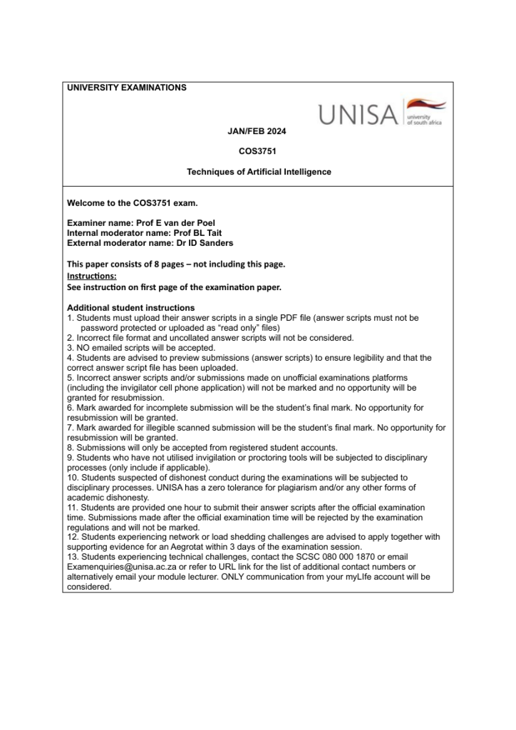 COS3751 Jan/Feb 2024 Past Exam Paper