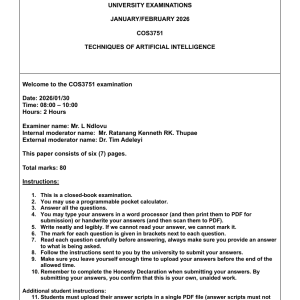 COS3751 Jan/Feb 2026 Past Exam Paper (Special)