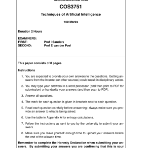 COS3751 Oct/Nov 2020 Past Exam Paper
