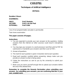 COS3751 Oct/Nov 2022 Past Exam Paper
