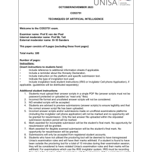 COS3751 Oct/Nov 2023 Past Exam Paper (Special)