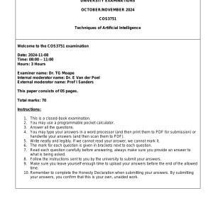 COS3751 Oct/Nov 2024 Past Exam Paper
