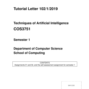 COS3751 Tutorial Letter 102 Semester 1 2019