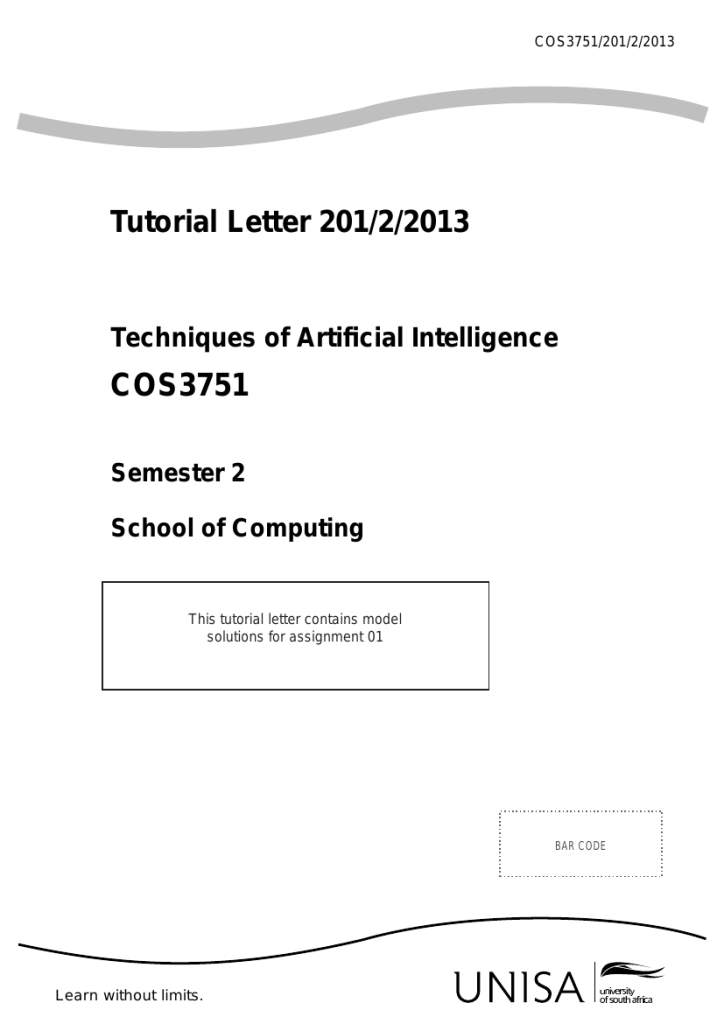 COS3751 Tutorial Letter 201 Semester 2 2013