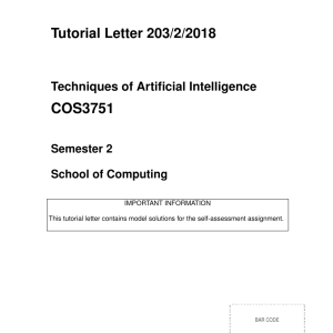 COS3751 Tutorial Letter 203 Semester 2 2018